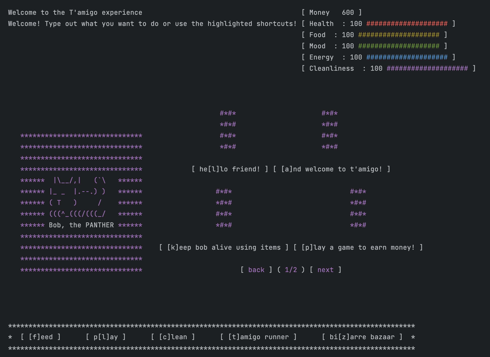 T’amigo terminal UI